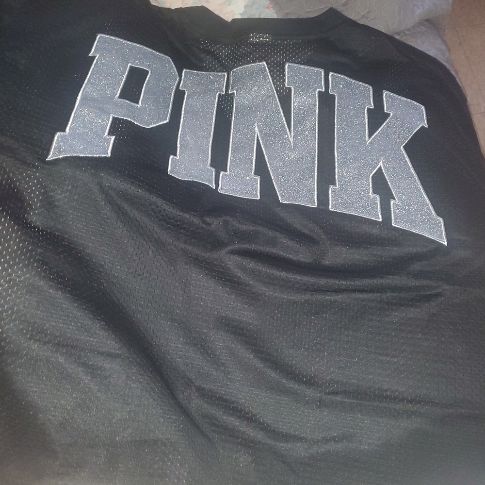 Pink black jersey top
